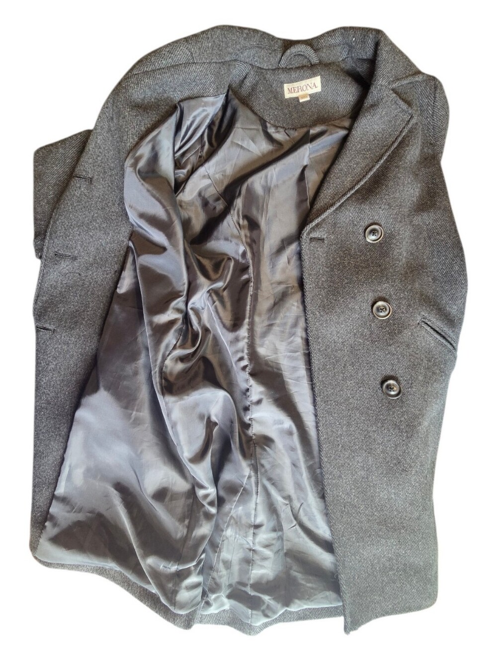 Merona Dark Charcoal Double-Breasted Peacoat Womens Size Medium - Picture 9 of 12